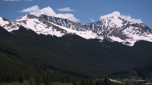 Mountain Tops Trees Sky Wallpaper
