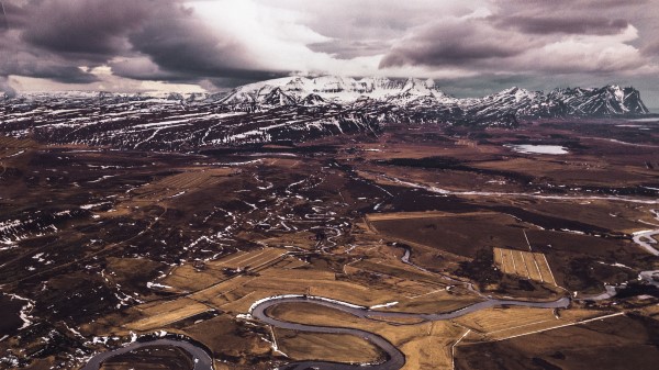 Mountains Aerial View Road Wallpaper