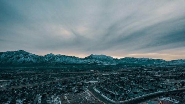 Mountains Aerial View Village Wallpaper