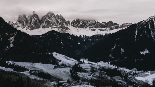 Mountains Aerial View Winter Wallpaper