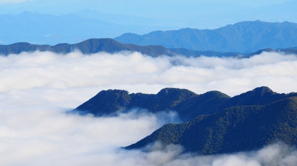 Mountains Clouds Aerial View Wall Wallpaper
