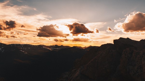 Mountains Clouds Sky Sunset Wallpaper