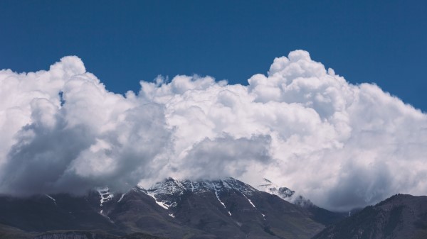 Mountains Clouds Sky Top Wallpaper