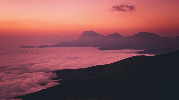 Mountains Coast Waves Wallpaper