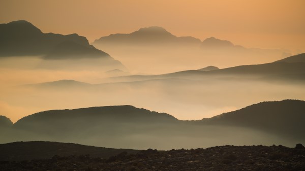 Mountains Fog Dusk Wallpaper