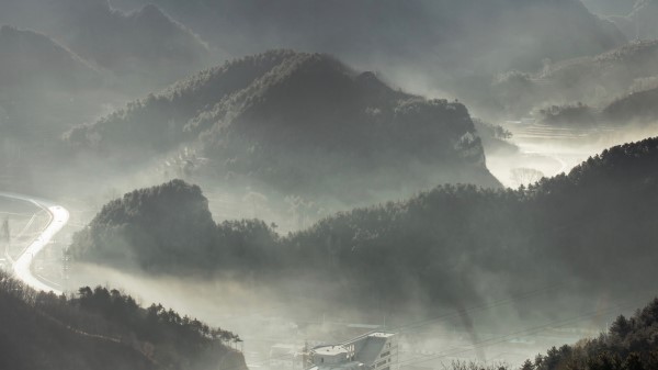 Mountains Fog Forest Wallpaper