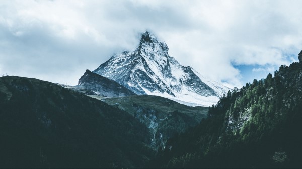 Mountains Fog Sky Photo Wallpaper