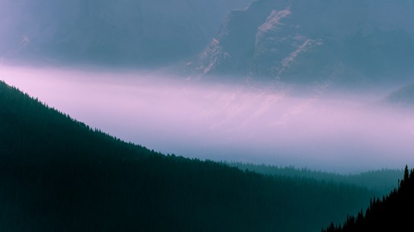 Mountains Fog Sky Wall Wallpaper