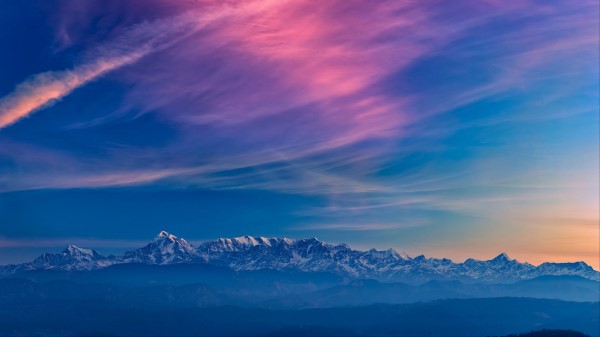 Mountains Fog Sunset Image Wallpaper