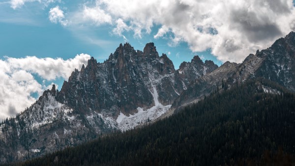 Mountains Forest Clouds Wallpaper