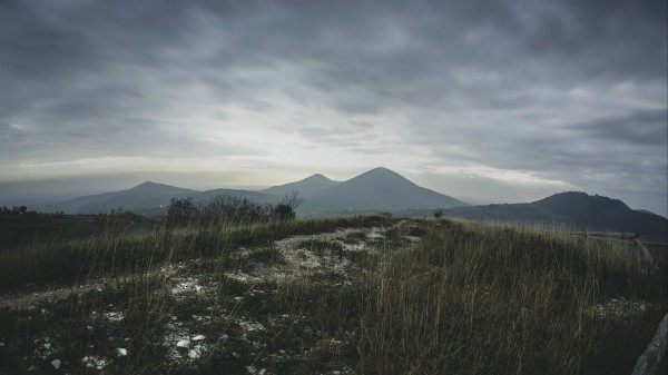 Mountains Grass Path Wallpaper