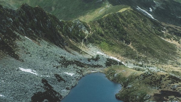 Mountains Lake Aerial View Photo Wallpaper