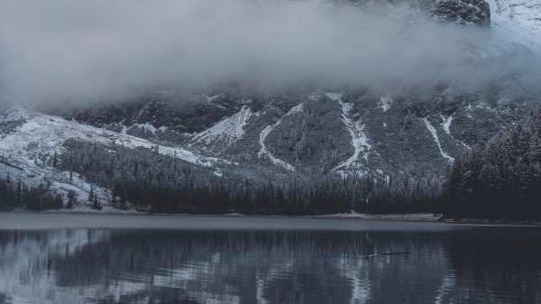 Mountains Lake Clouds Photo Wallpaper