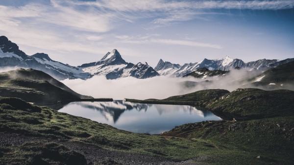 Mountains Lake Fog Image Wallpaper