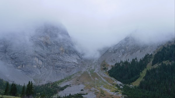 Mountains Lake Fog Photo Wallpaper