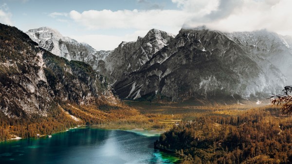 Mountains Lake Rocks Wallpaper
