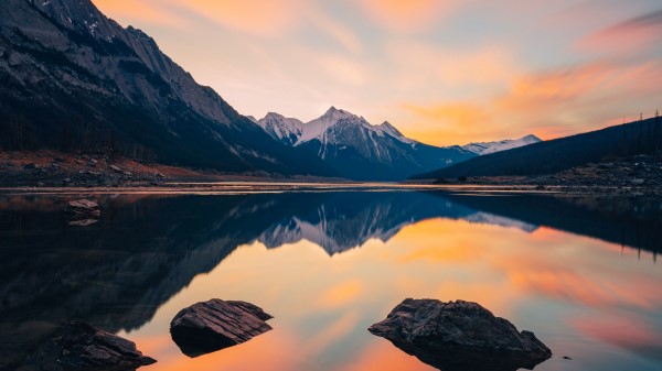 Mountains Lake Stones Photo Wallpaper