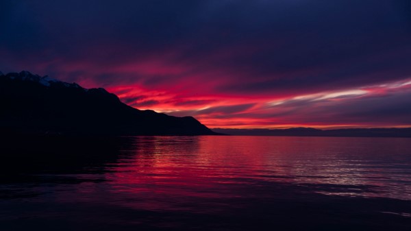 Mountains Lake Sunset Image Wallpaper