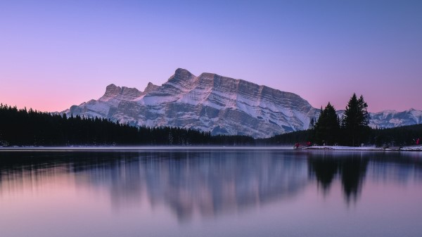 Mountains Lake Sunset Photo Wallpaper