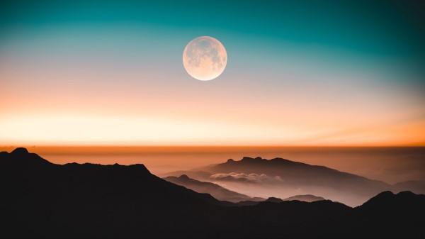 Mountains Moon Fog Wallpaper