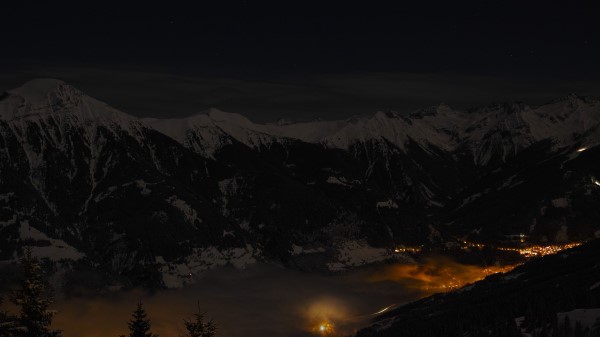 Mountains Night Village Wallpaper