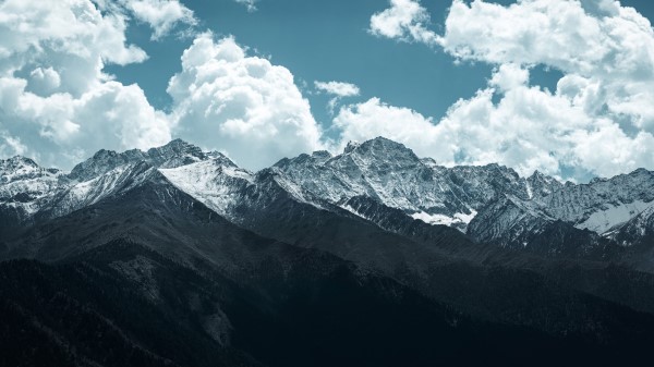 Mountains Peaks Clouds Wall wallpaper