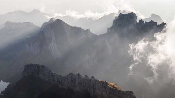 Mountains Peaks Fog Photo Wallpaper