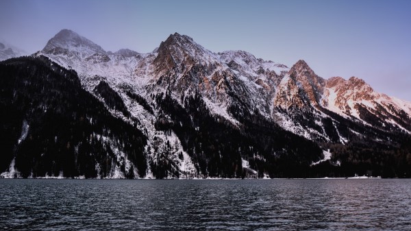 Mountains Peaks Snow River Water Wallpaper