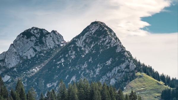 Mountains Peaks Trees Wallpaper