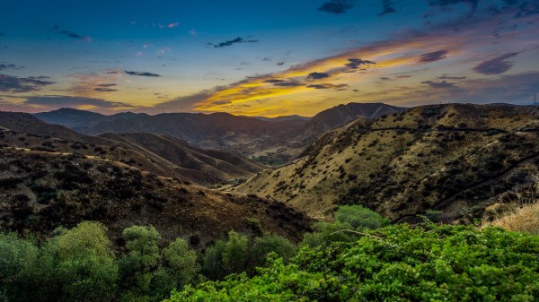 Mountains Relief Sunset Wallpaper