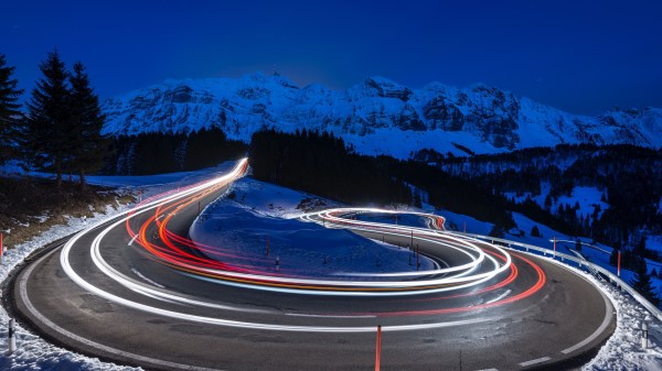 Mountains Road Long Exposure Wallpaper