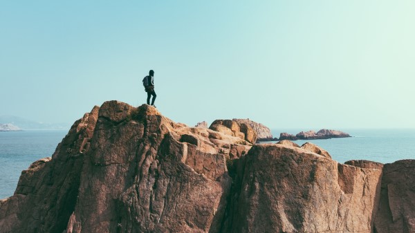 Mountains Rock Man Freedom Cliff Wallpaper
