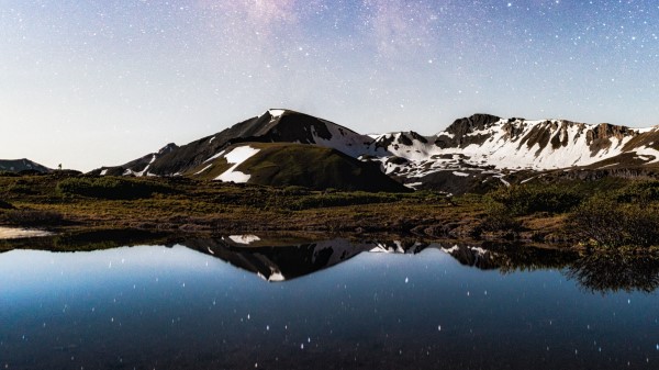 Mountains Rocks Lake Photo Wallpaper