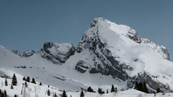 Mountains Rocks Snow Wa Wallpaper