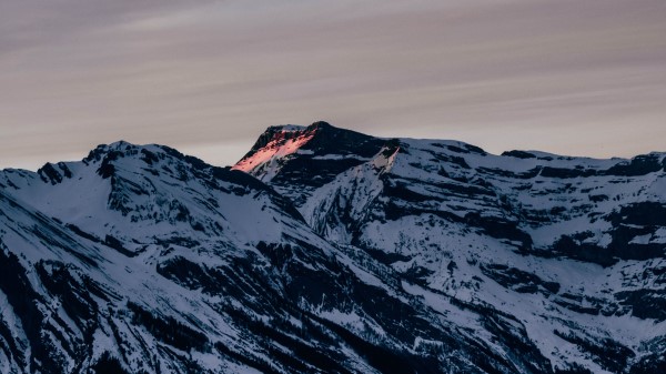 Mountains Rocks Snow Wall Wallpaper