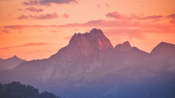 Mountains Rocks Sunset Wallpaper