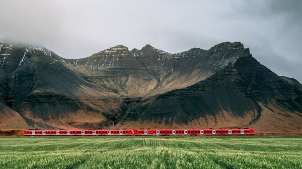 Mountains Rocks Train Wallpaper