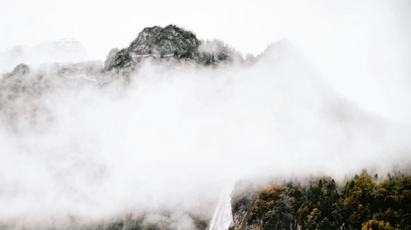 Mountains Rocks Waterfall Wallpaper