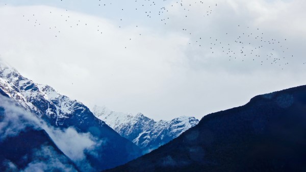 Mountains Sky Top Birds Wallpaper