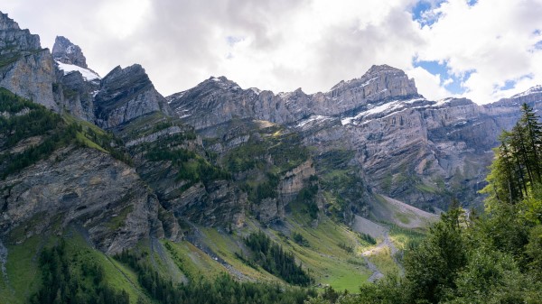 Mountains Slope Trees Wallpaper