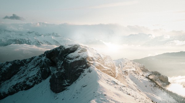 Mountains Snow Aerial View Wallpaper
