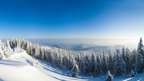 Mountains Snow Trees Slope Wallpaper