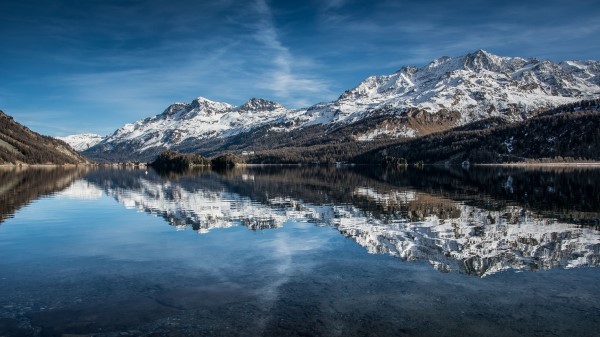 Mountains Snowy Reflection Wallpaper