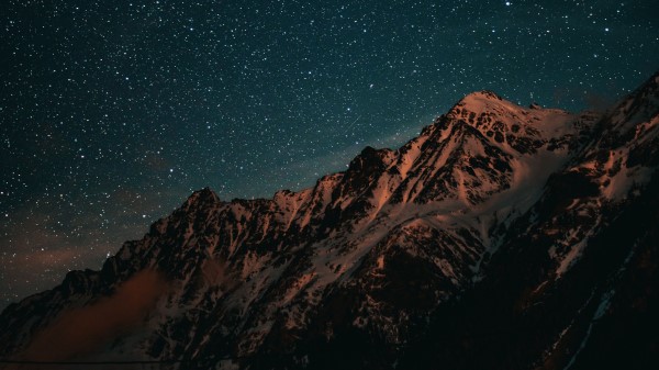 Mountains Starry Sky Night Photo Wallpaper