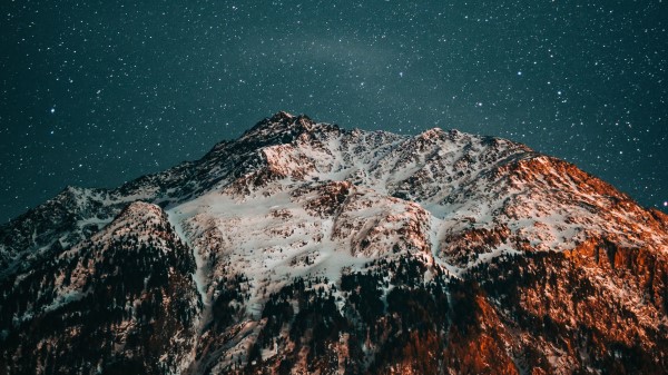 Mountains Starry Sky Peaks Wallpaper