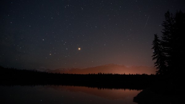 Mountains Stars Dawn Time Trees Reflection In Water Pn Wallpaper