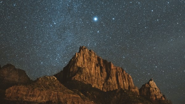 Mountains Stars Starry Sky Wallpaper