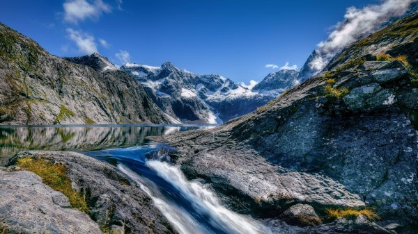Mountains Stones River Wallpaper