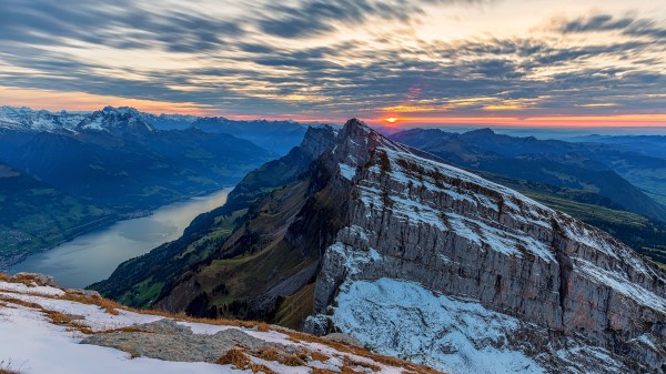 Mountains Sun Snow Wallpaper