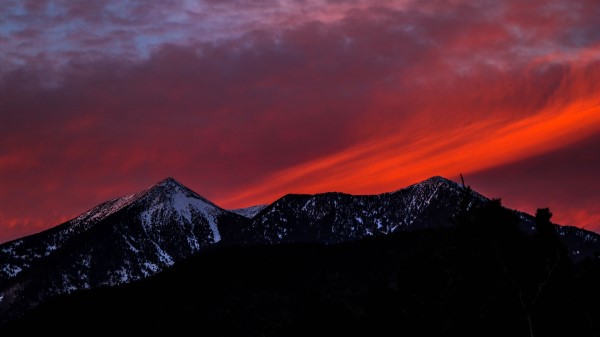Mountains Sunset Sky Snow Wallpaper